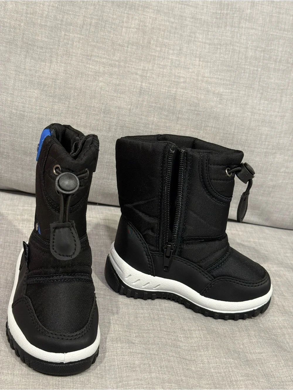 Kids Black Winter Boots with Side Zipper
